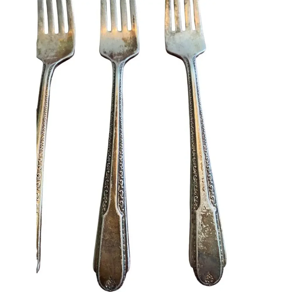 Antique 1937 Gorham Cavalier Silverplate Silverware Forks flatware Art Nouveau -